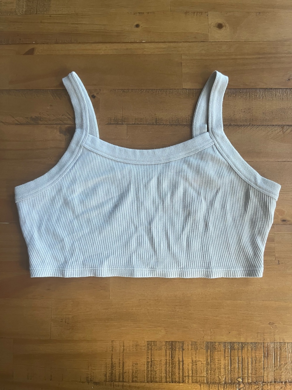Light Grey Waffle Knit Cropped Tank